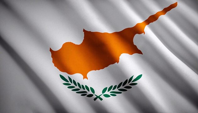 cyprus flag with folds with visible satin texture