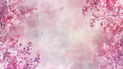 Pink spring blossoms on watercolor background artistic wallpaper