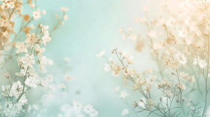 Serene spring blossoms on soft pastel background