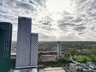 Most Beautiful Aerial View of Central West Croydon London City of England United Kingdom. April 24th, 2024