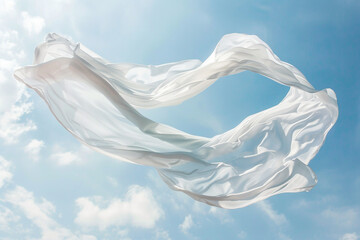 A plain white scarf floating in the wind.