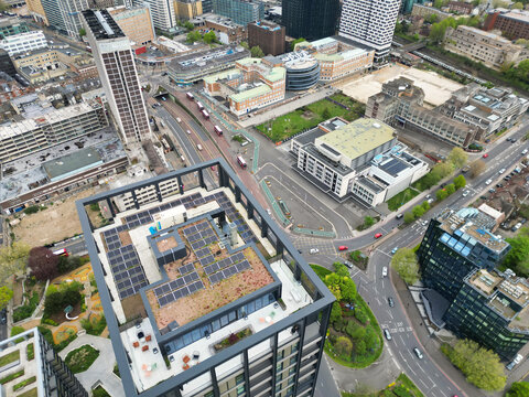 Most Beautiful Aerial View of Central West Croydon London City of England United Kingdom. April 24th, 2024