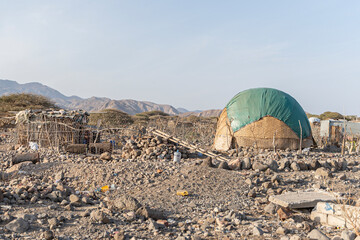Desert camp of Afar nomads Djibouti, Africa
