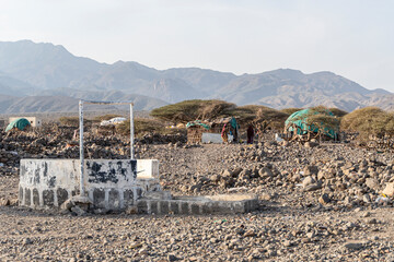 Desert camp of Afar nomads Djibouti, Africa