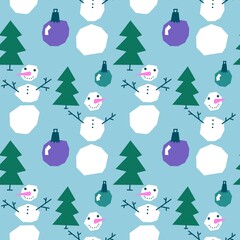 Winter seamless snowman pattern for fabrics and textiles and packaging