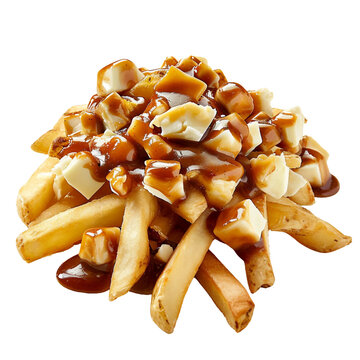 Poutine, transparent background, isolated image, generative AI