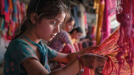 Intertwined Threads of Community: A cinematic snapshot of people connecting and collaborating across gender lines, highlighting the power of shared experiences and unity.