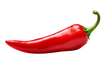 A red pepper is shown on a white background, transparent background