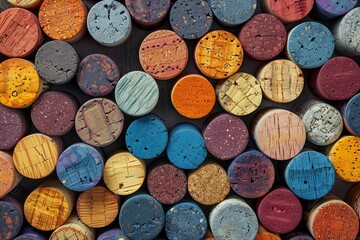 various wine corks in a multitude of colors, showcasing diversity and the joy of winemaking , high resolution