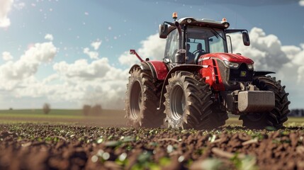 Obraz premium tractor working on farm
