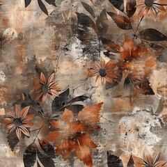 Autumn Colors Floral Seamless Pattern

