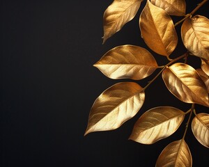 black background , golden