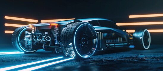 Obraz premium Hologram Chassis of a sophisticated futuristic electric sports car
