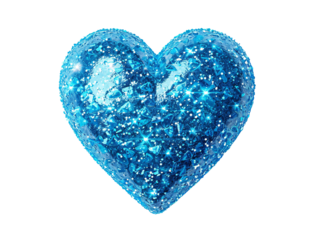 a blue glitter heart on a white background