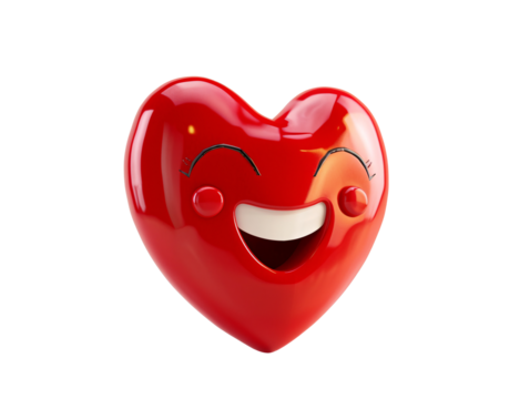 a red heart with a smiling face - Powered by Adobe
