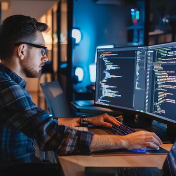 Portrait of computer programmer at work