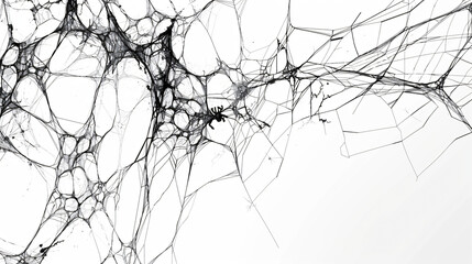 Obraz premium black spider web line art on white background