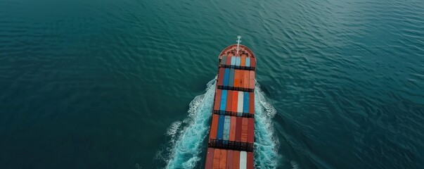 Aerial view of container cargo ship transport across the sea