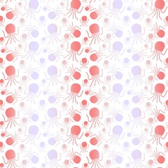 Cartoon sea animals seamless jellyfish pattern for summer print and fabrics