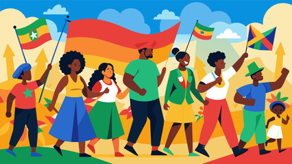 The Juneteenth parade is a vivid display of unity and pride bringing together a community to honor the past and look towards a brighter future.. Vector illustration