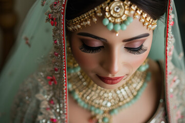 Beautiful indian bride with traditional jewelery