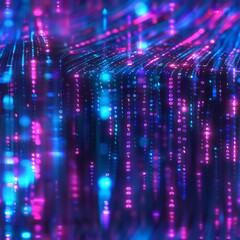 Obraz premium Seamless Abstract Binary Code Pattern in Neon Blue