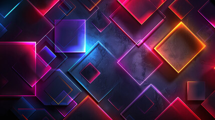 Futuristic Neon Geometry Abstract Background in Vibrant Colors