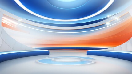 News Studio, Backdrop For TV Shows .TV On Wall.3D Virtual News Studio Background, 3d illustration