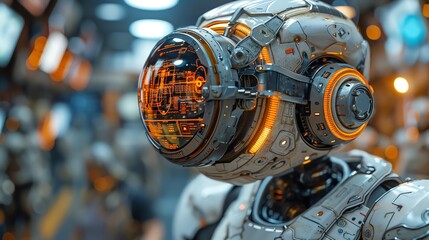 Robotics competition in action, close-up on a robot solving puzzles, the thrill of innovation