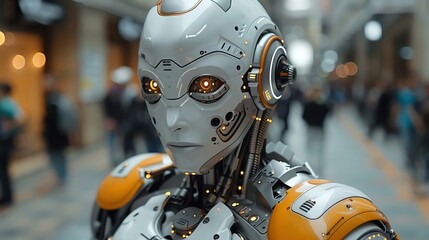 Fototapeta premium Robotics competition in action, close-up on a robot solving puzzles, the thrill of innovation