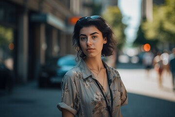 A woman wearing sunglasses