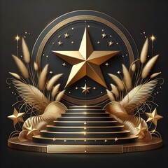Graphics background with luxury golden star.