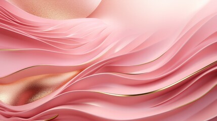 Fototapeta premium Luxury golden line background pink shades in 3d abstract style. Illustration from vector about modern template deluxe design.