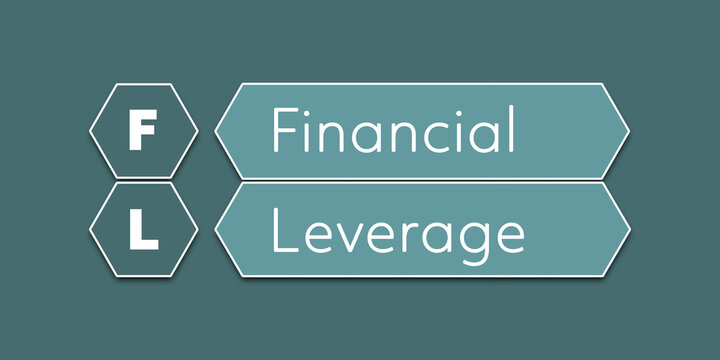 FL Financial leverage An Acronym Abbreviation of a financial term. Illustration isolated on cyan blue green background