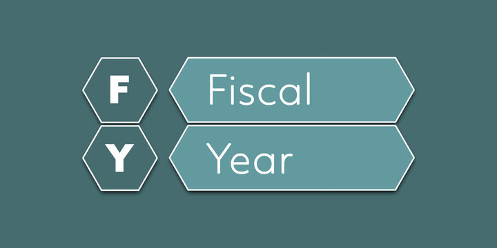 FY Fiscal year An Acronym Abbreviation of a financial term. Illustration isolated on cyan blue green background