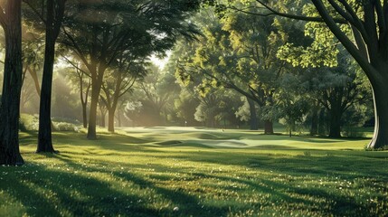 Fototapeta premium Stunning golf course with trees