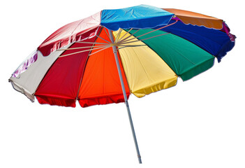 Colorful beach umbrella isolated on transparent background