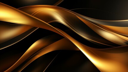 3D abstract wallpaper. Three-dimensional dark golden and black background. golden wallpaper. Black and gold background