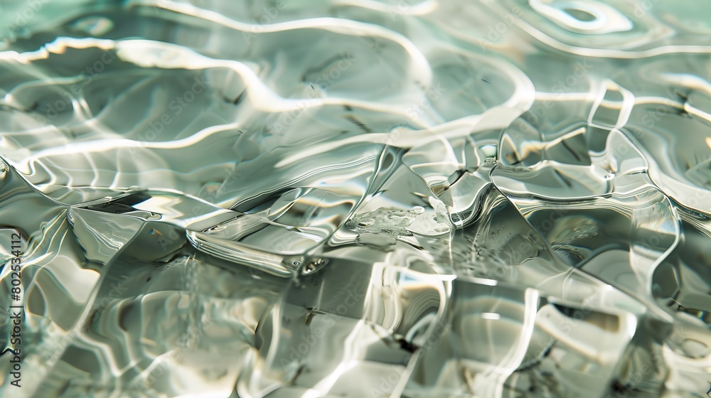 Poster A stunning visual of light interacting with a liquid's surface, creating an abstract, undulating pattern