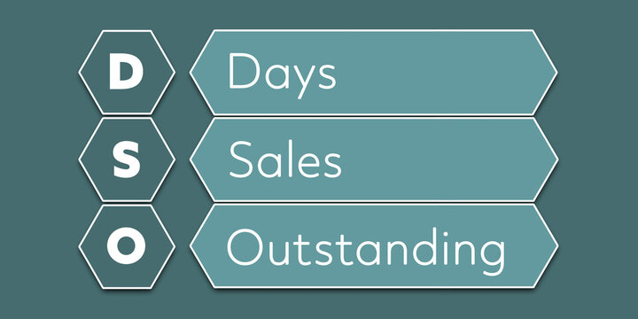 DSO Days Sales Outstanding. An Acronym Abbreviation of a financial term. Illustration isolated on cyan blue green background