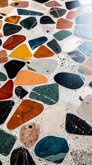 close up of colorful terrazzo flooring