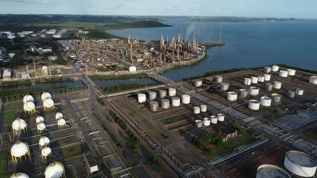 Aerial view of Mataripe Refinery - S&atilde;o Francisco do Conde, Bahia, Brazil