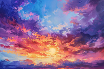 A stunning sunset painting the sky with hues of orange, pink, and purple