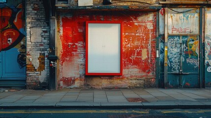 a london street pavement advertising board, we see the advertising board front, straight on, the...
