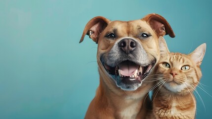 Obraz premium 寄り添う犬と猫