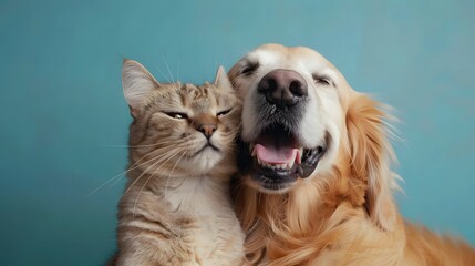 Fototapeta premium 寄り添う犬と猫