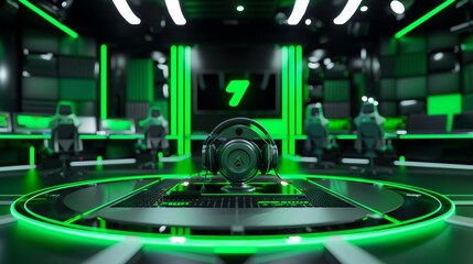 Fototapeta premium hi tech gaming futuristic sci fi concept stage design, esport, background