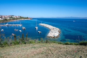 Kassandra coastline near town of Nea Fokea, Halkidiki, Greece