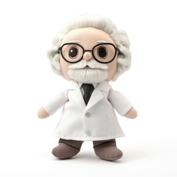 recommend clip art: doll toy old man doctor nurse in a white coat. felt toy . cute character.