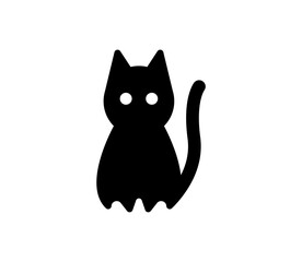 Cat icon. Vector black cat silhouette illustration.
